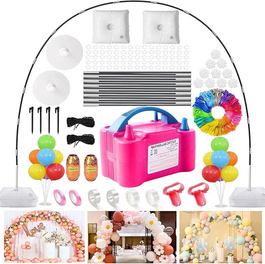Balloon Arch Kit with Balloon Pump, 9FT Tall &10FT Width Adjustable Balloon Arch Stand Balloon Arch Frame with Base for Wedding Birthday Party Decoration