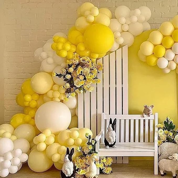 Voircoloria 90pack Pastel Yellow Balloons Different Size 18/12/10/5 Inch Pastel Yellow Balloon Garland Arch Kit for Graduation, Wedding, Birthday, Princess, Baby Shower, Anniversary Party Decorations