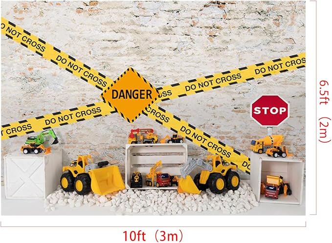 Kate Construction Backdrop for Birthday Party Boys Photograhy Background Dump Truck Children Photoshoot Props, 10x6.5ft