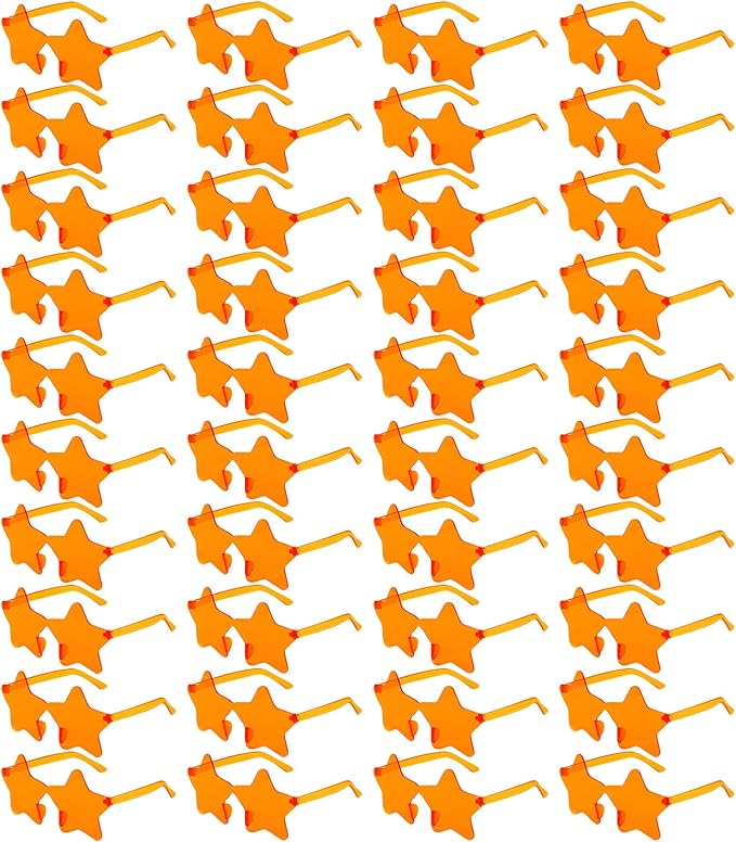 Pibupibu Wholesale 40 Pack Rimless Star Shaped Sunglasses Bulk Adults Unisex, Fun Colorful Pentagram Glasses Party Favors