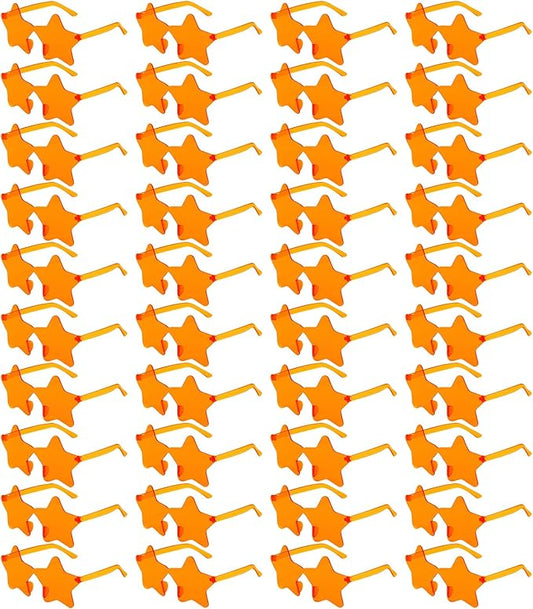 Pibupibu Wholesale 40 Pack Rimless Star Shaped Sunglasses Bulk Adults Unisex, Fun Colorful Pentagram Glasses Party Favors
