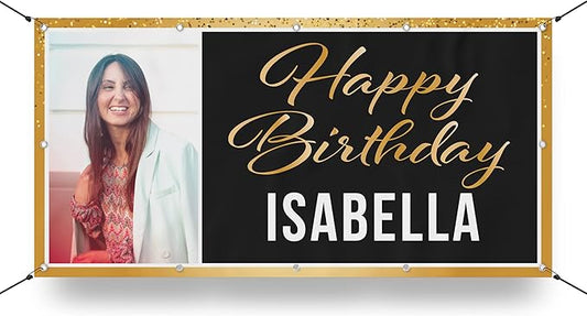 Milweb1 Custom Birthday Vinyl Banner Sign Personalized, Party Backdrop, 3'x6', BB-2