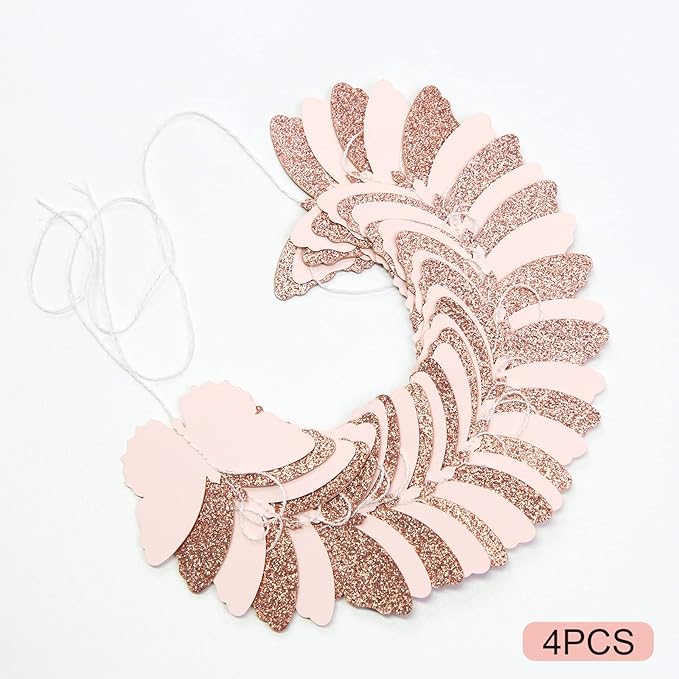 40 Feet Rose Gold Birthday Banner Streamers Butterfly Garland Paper Banner Hanging Party Supplies,Spring Hanging Butterfly Party Banner Mother Day Butterfly Hanging Decorations Wedding Baby Shower