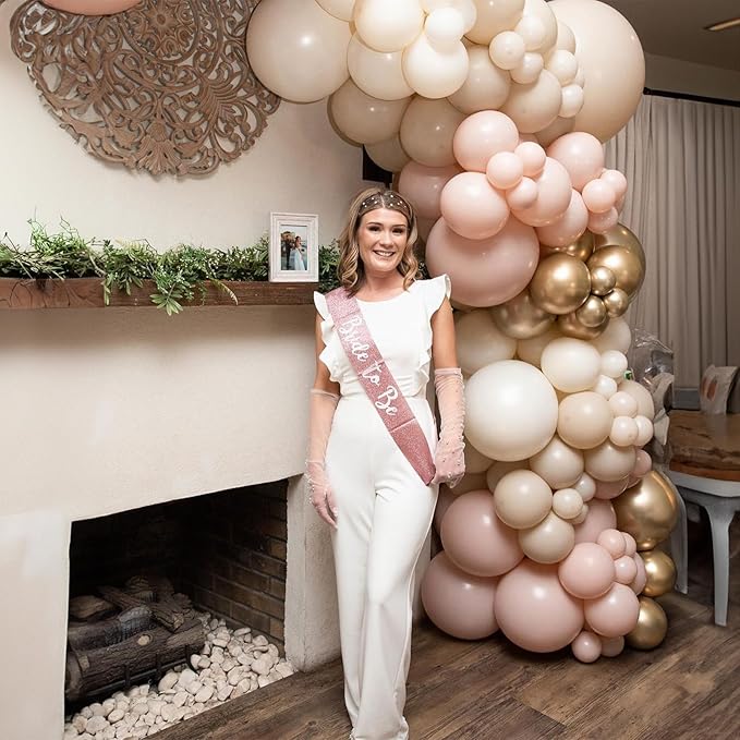 Netural Balloon Set, Double Stuffed Beige Cream Tan Gold Balloons Blush White Sand Boho Balloon for Netural Baby Shower Gender Reveal Bridal Birthday Wedding Party Decorations