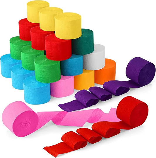 Pasimy 36 Rolls Crepe Paper Streamers Rainbow Party Streamers 1.8 Inch x 82 Ft/roll for Birthday Decorations DIY Crepe Paper Decorations Supplies Baby Shower Wedding Ceremony(Rainbow Colors)