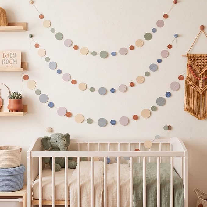 Outus 10 Pieces Colorful Circle Garland Banner Hanging Paper Dot Decorations for Classroom, Birthday Party, Baby Shower, Wedding Backdrop & Photo Booth Graduation Decor (Boho Color)