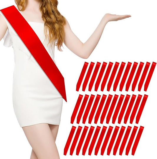 MDOZQ 36 Pcs Satin Sash Party Favors - Red Plain Sash Decorations For Bridal Shower, Wedding, Graduation, DIY, Beauty Pageant, Hen Party, Homecoming