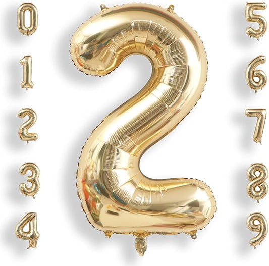 AULE 40 Inch Large 2 Balloon Numbers Light Gold, Big Foil Number Balloons, Giant Helium Happy Birthday Party Decorations for Man and Women, Huge Mylar Anniversary Party Supplies