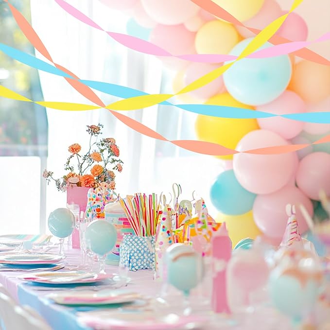 8 Rolls Crepe Paper Streamers, Candy Streamers Party Decorations for Birthday Baby Shower Memaid Easter Party