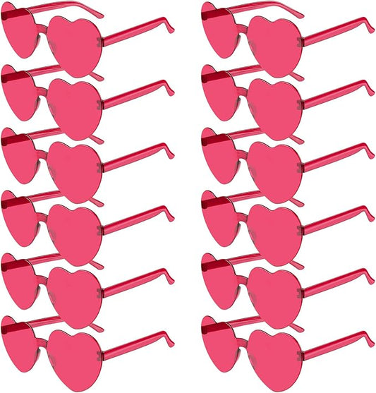 PLULON Heart Sunglasses for Women 5/12/25 Pcs, Heart Glasses Valentine Day Rimless Shaped Candy Color Fun Glasses Party Favor