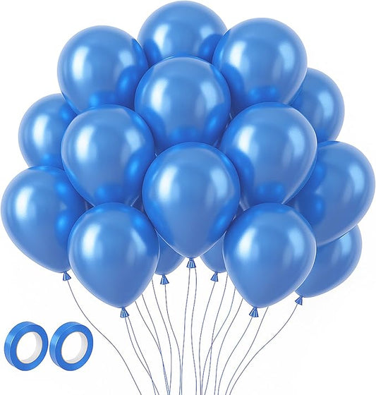 Voircoloria 105pcs Metallic Blue Balloons 12inch Party Latex Balloons for Boys Girls Birthday Baby Shower Gender Reveal Wedding Sunflower Party Decorations