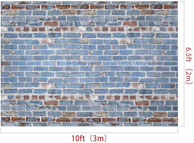 Kate 10x6.5ft Brick Wall Backdrop for Photography Blue Brick Photo Background Birthday Party Decoration