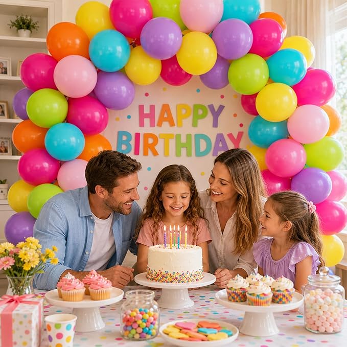 Colorful Balloons, 60Pcs Rainbow Balloon, 12 Inch Latex Multicolor Balloons Bright Color Yellow Orange Hot Pink Teal Blue Green for Kids Birthday Baby Shower Summer Pool Hawaii Theme Party Decoration