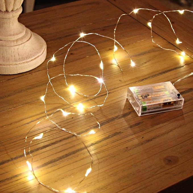 ANJAYLIA 16.5Ft 50 LED Fairy Lights Battery Operated String Lights for Party Home Wedding Festival Decoration, Warm White