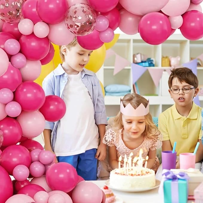 Pink Balloons Set, 65Pcs 12Inch Hot Pink Latex Balloons Baby Light Pink Balloon for Girls Women Baby Shower Wedding Valentine's Day