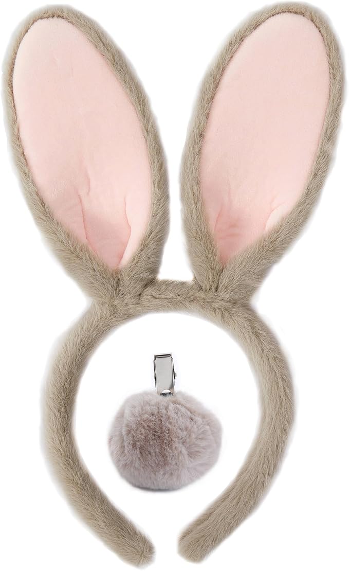 Olivemont Easter bunny ears headband for rabbit pretend play plush costume