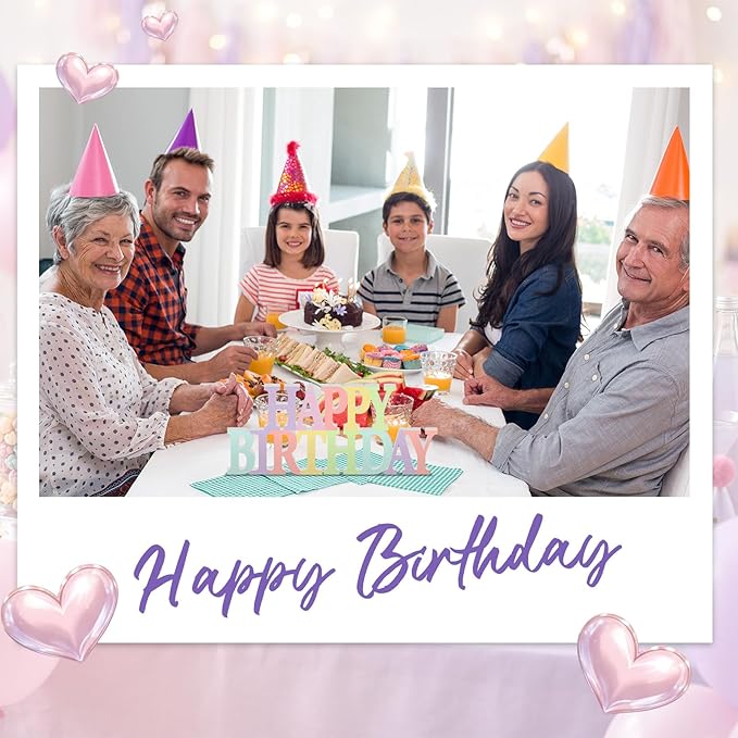 Novabright Happy Birthday Sign Centerpieces for Table Birthday Party Decorations for Women Bday Birthdays Themed Celebration Party Supplies(Pastel,No Glitter)