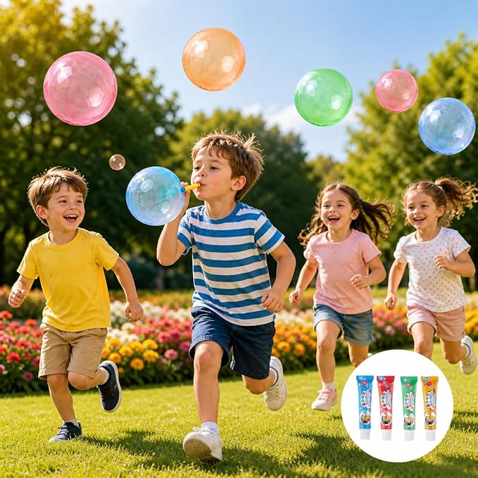 40 Pack Blow Plastic Bubbles Tubes for Kids – Magic Bubble Balloon Toys, 90s Nostalgia Blowing Bubble Ball Kit for Party Favors, Gifts, Outdoor Play & Craft Fun