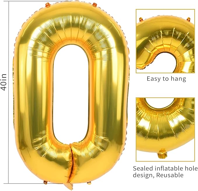 40 inch Number Balloon 0-9 Gold Large Number 25 Balloons,Digital Balloons for Birthday Party Celebration Decorations Supplies, Helium Foil Number Balloons for Wedding Anniversary