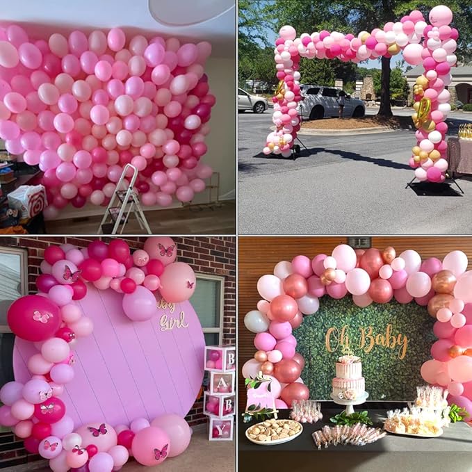 Pink Balloons Arch Kit, 114 Pcs Hot Pink and White Balloons Garland Arch Kit for Baby Shower, Graduation, Wedding, Birthday, Valentine's Party Supplies Decoration
