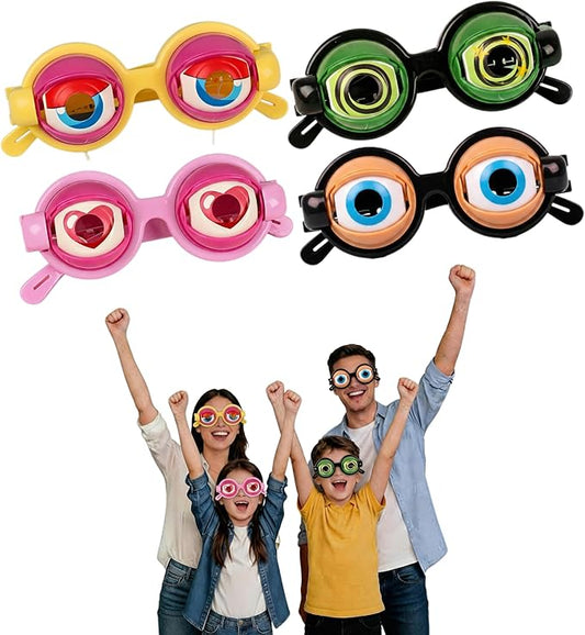 4PCS Moving Eyeball Sunglasses – Funny Wiggly Eye Glasses for Adults, Parties, Halloween & Photo Booth Props