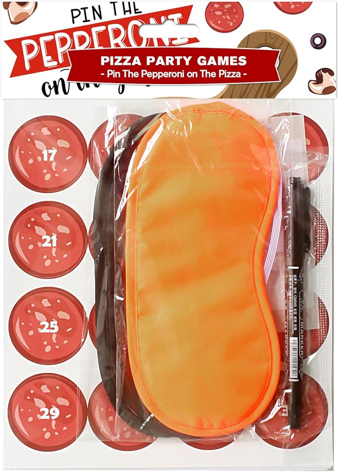 PARTYLOUD Pizza Party Games, Pin The Pepperoni on The Pizza, Pizza Italian Birthday Party Games Decoration Classroom Toddlers Preschool Party Supplies for Boys Girls Adults