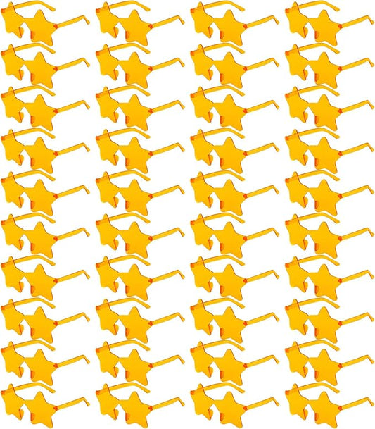 Pibupibu Wholesale 40 Pack Rimless Star Shaped Sunglasses Bulk Adults Unisex, Fun Colorful Pentagram Glasses Party Favors