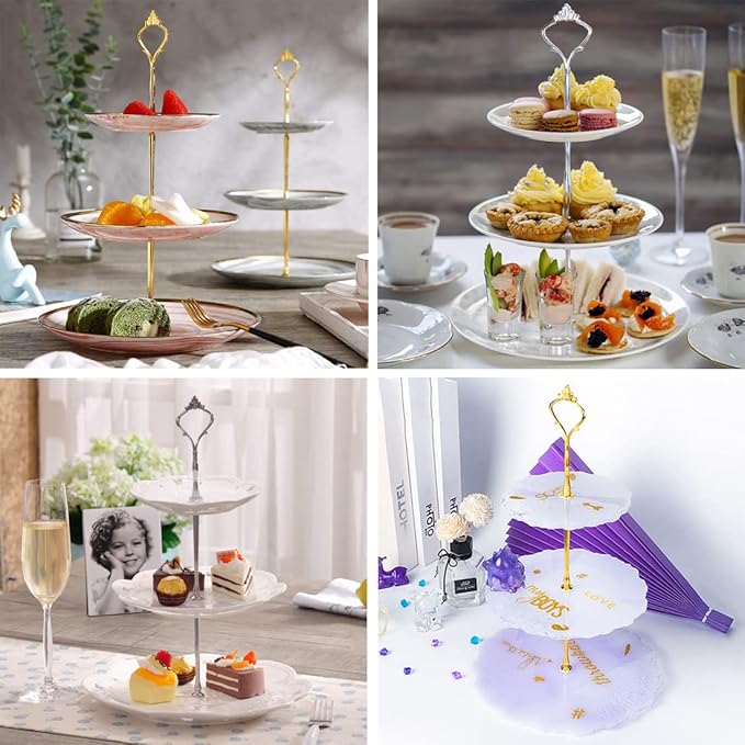 6 Sets Cake Tray Stand Handle, BetterJonny 3 Tier Cake Stand Fittings Hardware Holder for Wedding and Party Making Resin Cupcake Dessert Platter Stand