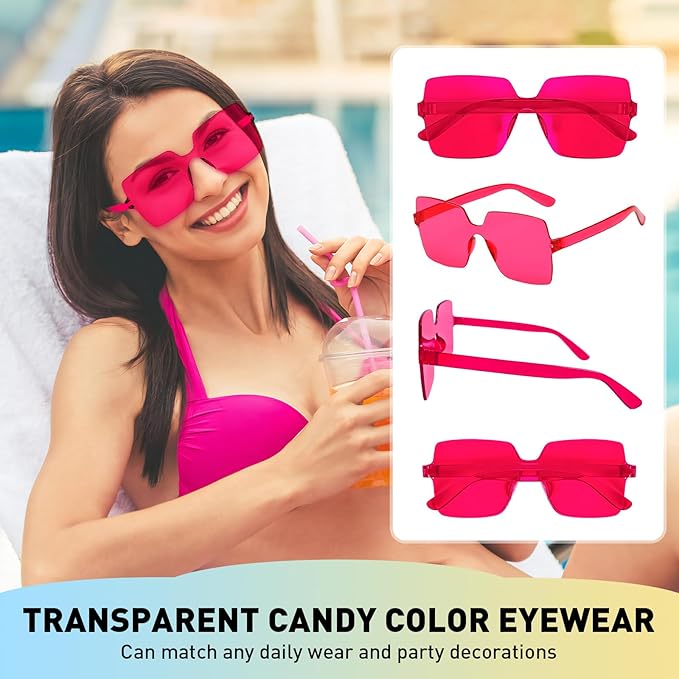10/20 Pack Star/Heart Shape/Round/Butterfly/Cat Eye/Rectangle/Fire Rimless Tinted Party Sunglasses Color Glasses