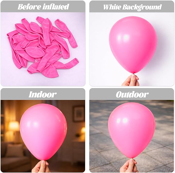 Voircoloria 90pack Pink Balloons Different Size 18/12/10/5 Inch Pink Balloon Garland Arch Kit for Graduation, Wedding, Birthday, Princess, Valentine's Day, Baby Shower, Anniversary Party Decorations