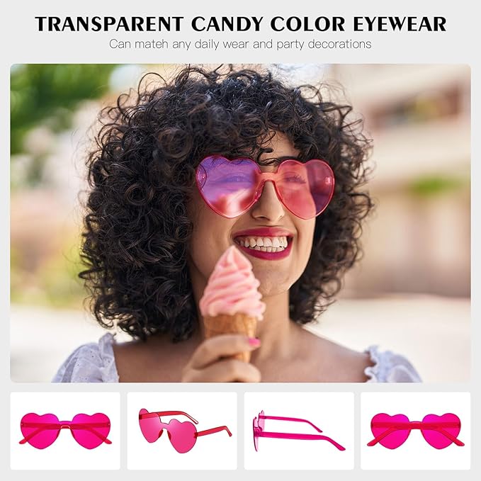 10/20 Pack Star/Heart Shape/Round/Butterfly/Cat Eye/Rectangle/Fire Rimless Tinted Party Sunglasses Color Glasses