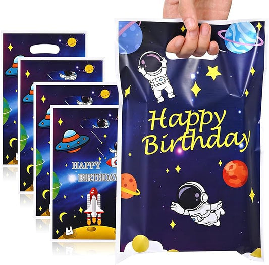 HappFestiv 50 Pcs Space Party Favor Bags, Astronaut Goodie Bags with Handle, Treat Bags for Snacks&Candy, Gift Bags Birthday Party Supplies