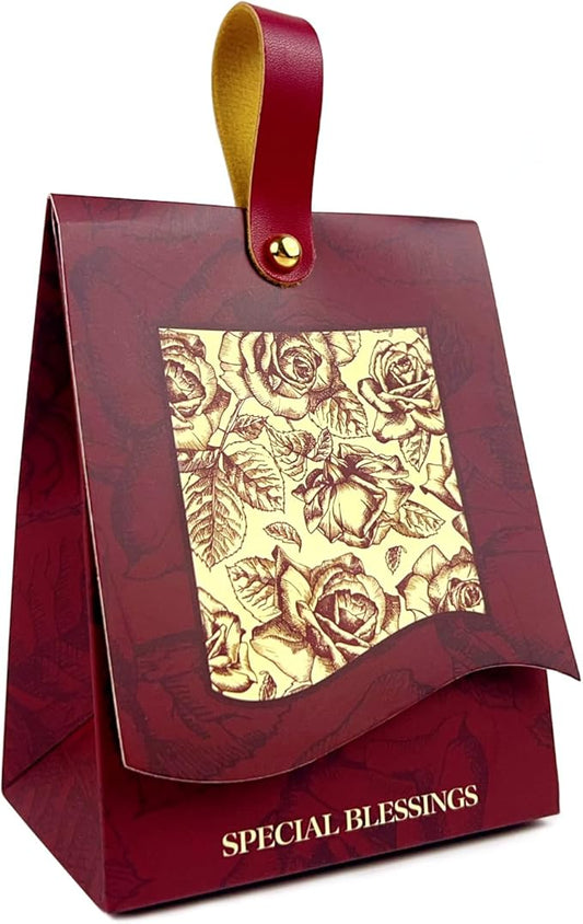 20PCS Rose Goodie Bags, Mini Gift Bags with PU Handle for Party Favors Treat Boxes Wedding Bridal Baby Shower Birthday Party Presents 3.9"x2.6"x1.4"(Burgundy Red)