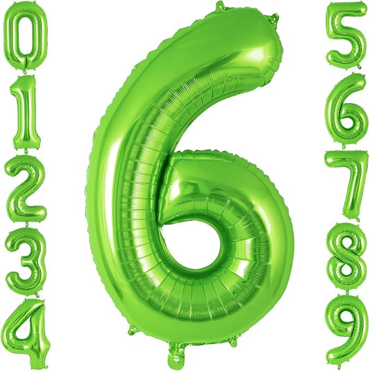 Green Number 6 Balloon 40 Inch, Big Large Foil Helium Number Balloons, Jumbo Giant Mylar Number 6 Balloons for 6 Year Old Birthday Party Decorations Supplies Anniversary Celebration