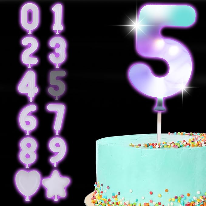 ArtCreativity LED Numeric Birthday Cake Topper - Light Up Number Toppers with 3 Modes - Anniversary & Birthday Decorations (#5)