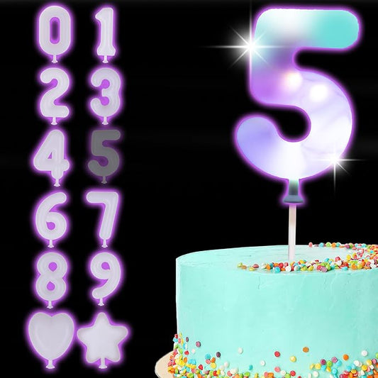ArtCreativity LED Numeric Birthday Cake Topper - Light Up Number Toppers with 3 Modes - Anniversary & Birthday Decorations (#5)