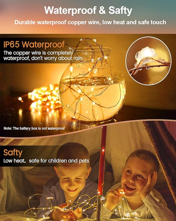 20 Pack Fairy Lights Battery Operated 3.3ft 20 LED Mini String Lights Copper Wire Twinkle Lights for Mason Jars Festivals Wedding Christmas Party Centerpiece Table Decorations, Warm White & Cool White
