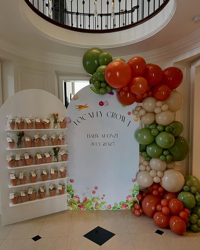 Locally Grown Balloon Arch Garland Kit for Home Grown Baby Shower First Birthday Farmers Market She's Off The Market Bridal Shower Bachelorette Party Decoration (Green Orange Purple)