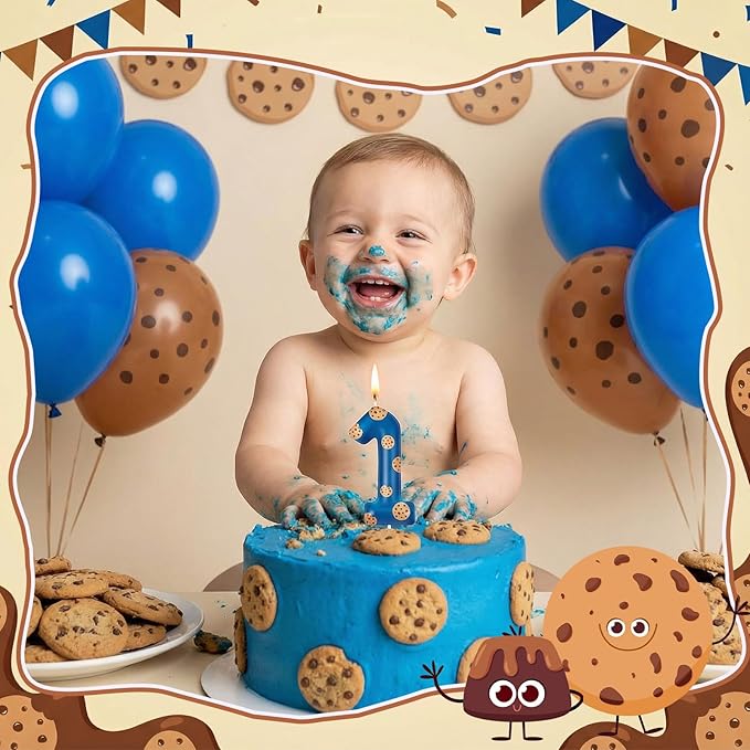 MTLEE Number Birthday Candle Themed Candles Cookies Cake Topper for Girl Boy Cartoon Birthday Party Cake Decorations Supplies (Blue B,Number 1)