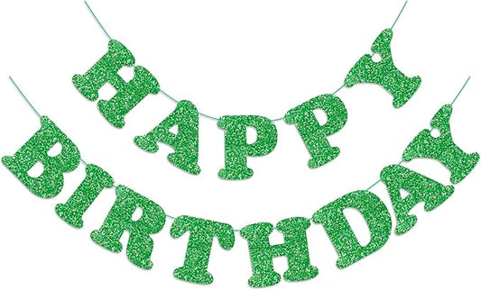Green Happy Birthday Banner Birthday Party Decorations Happy Birthday Banner Bunting Garland Sign for Kids Boys Girls Adults Birthday Baby Shower Celebration Party Backdrops Supplies