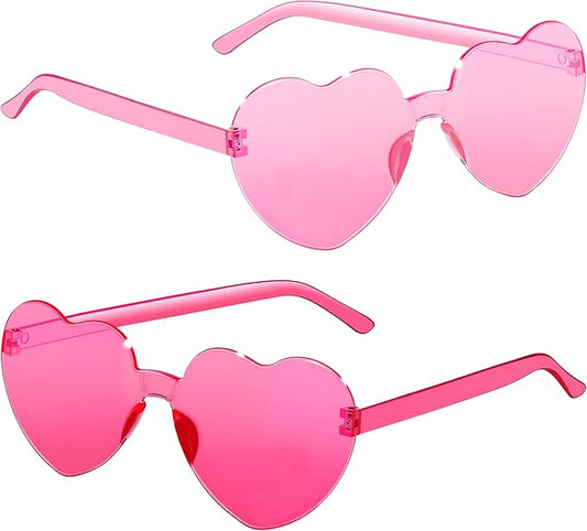 2/4/8/12/20 Pairs Heart Shaped Sunglasses Transparent Heart Glasses Rimless Trendy Eyewear for Valentines Party Favor