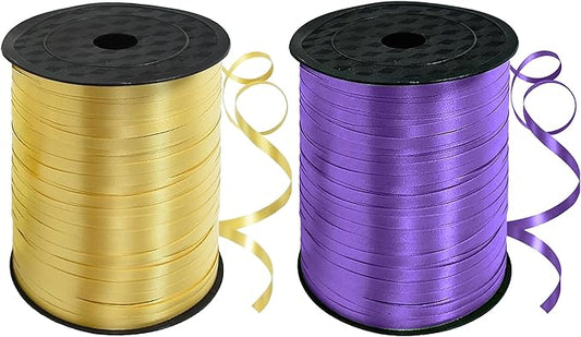 TONIFUL 500 Yards Curling Ribbon-Balloon Ribbon-Balloon String for Art&Craft Decor,Gift Wrapping,Ribbons and Bows for Christmas New Year Birthday Gifts Graduation Supplies (Purple Gold)