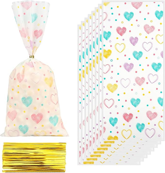 iNINGER Love Cellophane Bags,50 Pcs DIY Biscuit Cookie Decoration,Valentine's day Candy for Wedding,Festival activities and Baby Shower Birthday Decoration