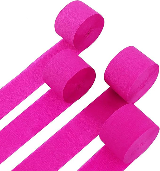 4 Rolls Crepe Paper Rose Red Streamers – Perfect for Streamers Party Decorations, Wedding, Birthday, Colored Decor, and DIY Craft Supplies(1.8 Inch x 82 Ft/Roll)
