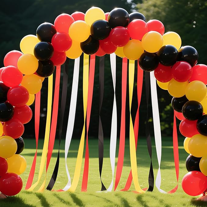 Cartoon Monster Birthday Party Decorations,8 Rolls Red Yellow and Black Crepe Paper Streamers, Party Streamer for Wedding Animation Themed Decoration