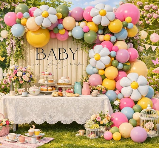 Baby In Bloom Balloon Arch Garland Kit for Girls Floral Wildflower Baby Shower Bridal Shower Birthday Boho Garden Tea Party Decoration(Wildflower)