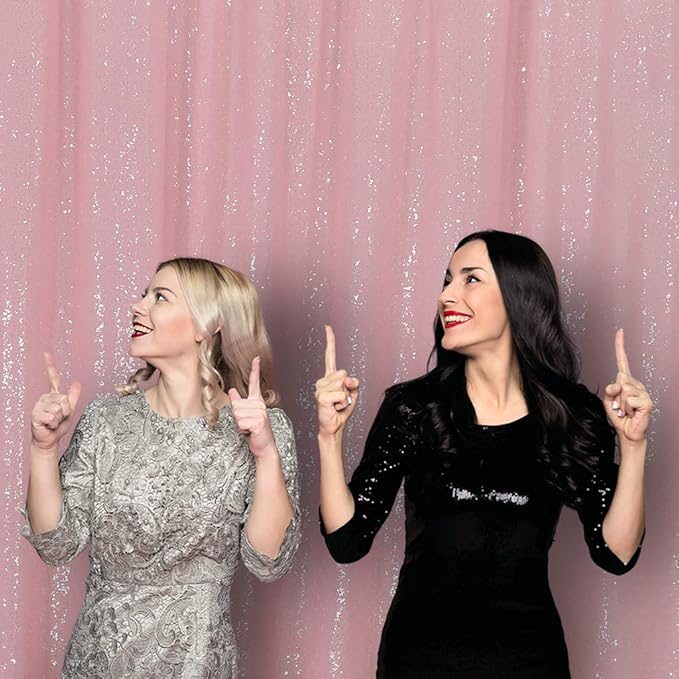 Juya Delight 6ft x 8ft Pink Sequin Photography Backdrop Curtain for Party Banquet Festival Wedding Anniversary Exhibition