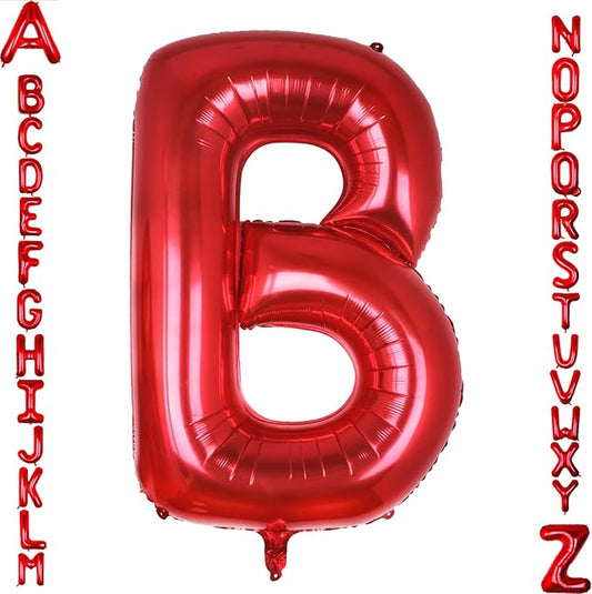 AULE red Letter Balloons B 40Inch Large Giant big Foil Mylar red B Balloon for Birthday Aniversary Party Decorations