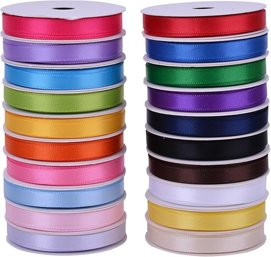 Ribest 1/4 Inch Solid Double Face Satin Ribbon Set for Gift Wrapping Hair Bows Craft Sewing-100 Yards (5 Yards*20 Colors)