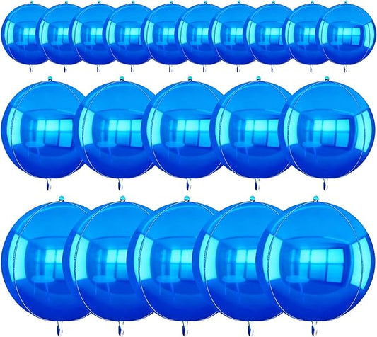 TONIFUL 16Pcs Large Navy Blue 4D Giant Round Foil Balloon 4D Mirror Metallic Mylar Sephere Balloons for Christmas New Year Birthday Party Graduation Wedding Baby Shower Decoration Supplies(Mix Sizes)